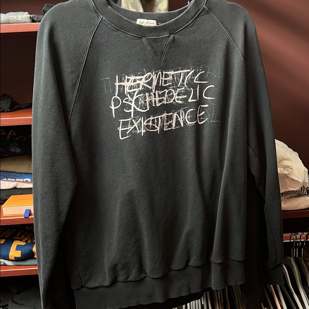 Saint Laurent Black Graphic Crewneck Sweatshirt